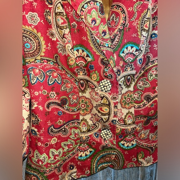 VINTAGE Rare Painted Pony size small red with multi colored paisley print blazer - Picture 2 of 6